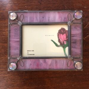 Pink stained glass frame-top trinket box